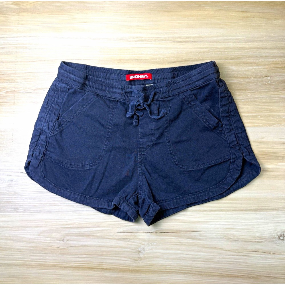 UNIONBAY Shorts Womens Medium Black Elastic Waist Drawstring Casual Dolphin Hem⁠